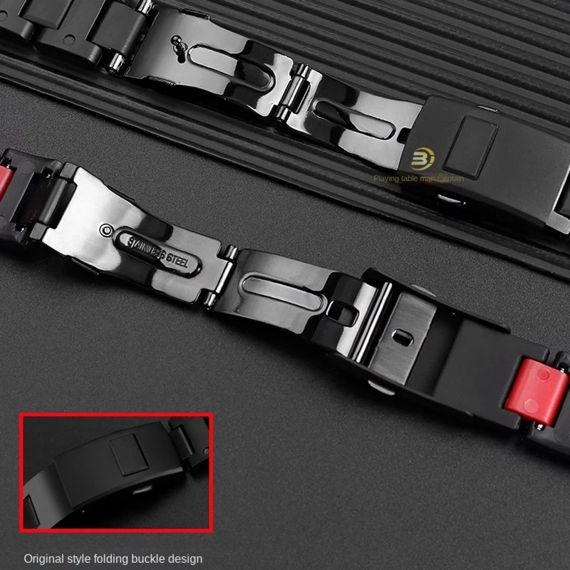 حزام ساعة من الفولاذ البلاستيكي المركب خفيف الوزن لساعة كاسيو GW-B5600 DW5600MS DW6900 GA2100 سوار تعديل أسود وأحمر