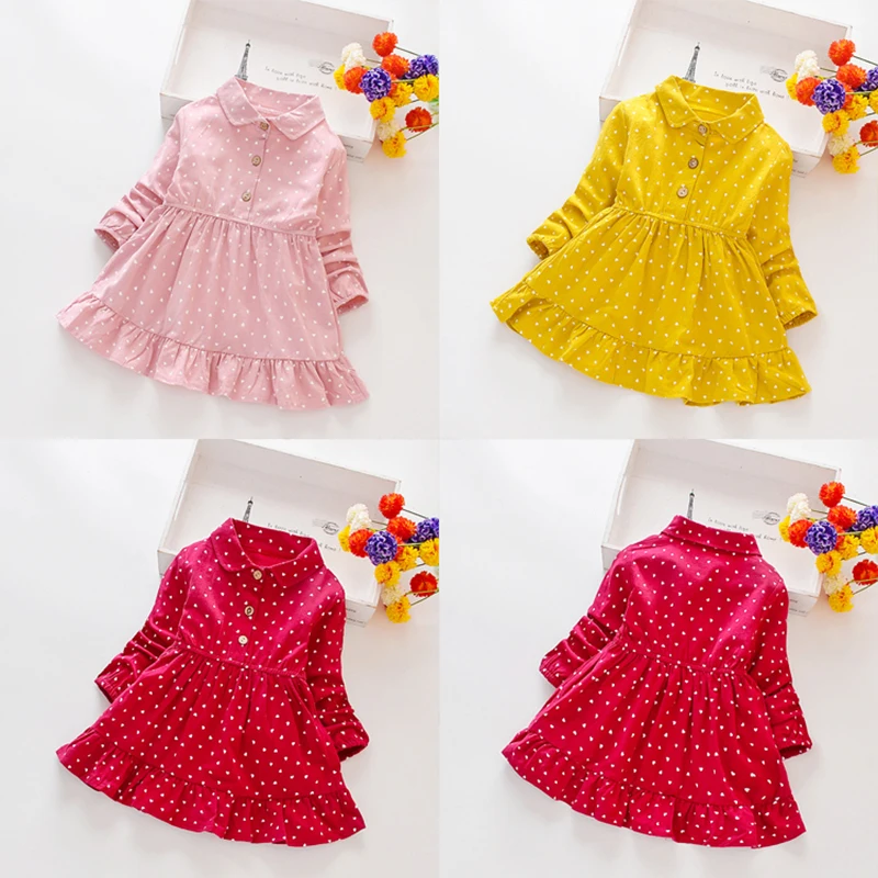 Spring Autumn Baby Girls Dress Casual Dot Print Long Sleeve Dress Kids Toddler Pageant Princess Sundress images - 6