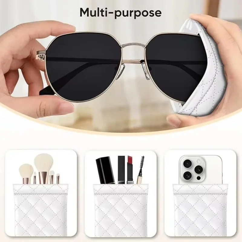 1/2/4 Uds. Estuche portátil para gafas de sol de cuero PU, bolsa suave para gafas de sol, bolsillo para teléfono, gafas de sol, soporte organizador