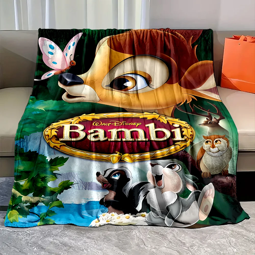 Disney Bambi fawn Flannel Blanket Cartoon Baby Girl Throw Soft Fluffy Blanket plush Warm Home Sofa Decor Kid Boy Girl Gift