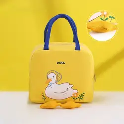 Cute Yellow Duck Cartoon Hot Lunch Bag Insulated Picnic Food Carrier Cooler Ice Bag Travel Portable Bento Box Picnic Supplies