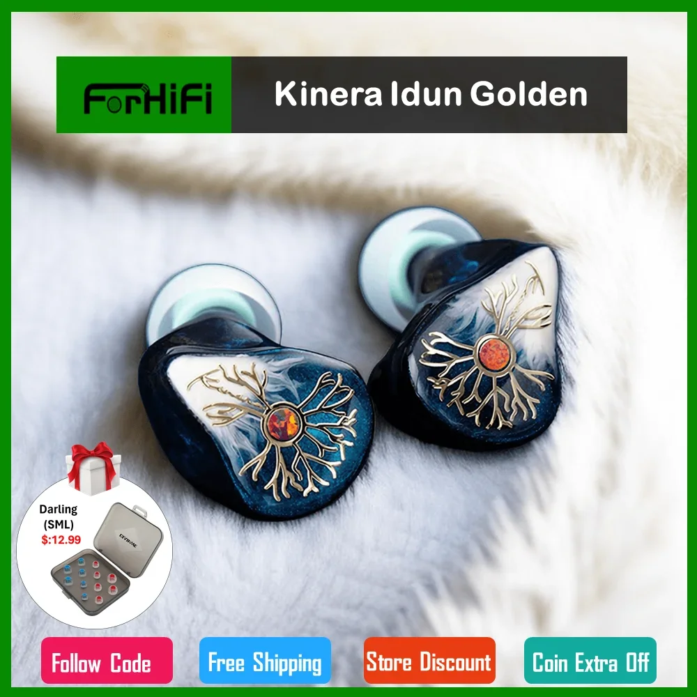 Kinera Idun Golden Earphones 2BA+1DD Hand Painted In Ear Headphone BA Modular Stage DJ Monitor Earbuds Cable Music Sport Headset