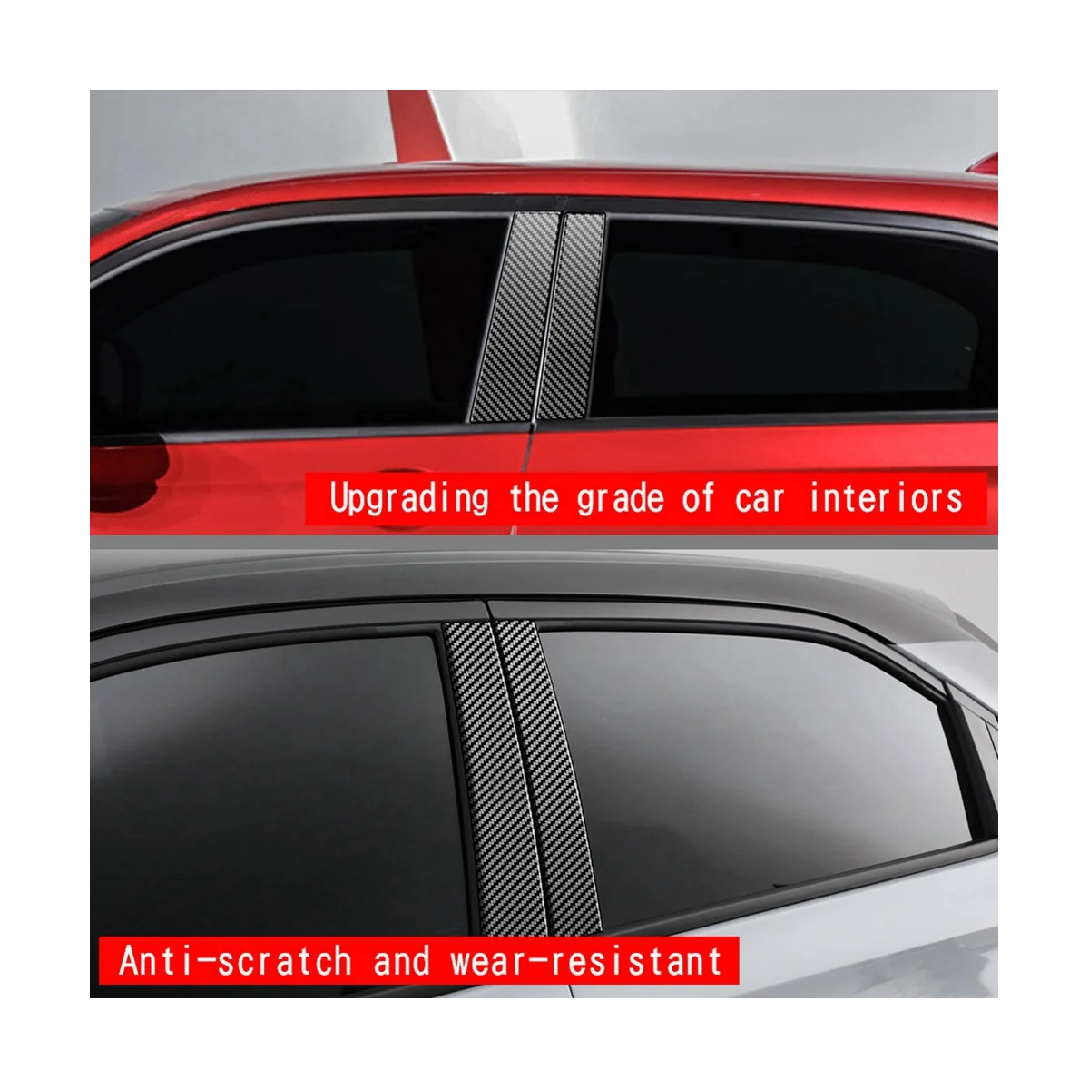 Car Window Door Column B Pillars Post Cover Trim for Honda HRV 2022 2023 Mirror Effect Sticker Carbon Fiber