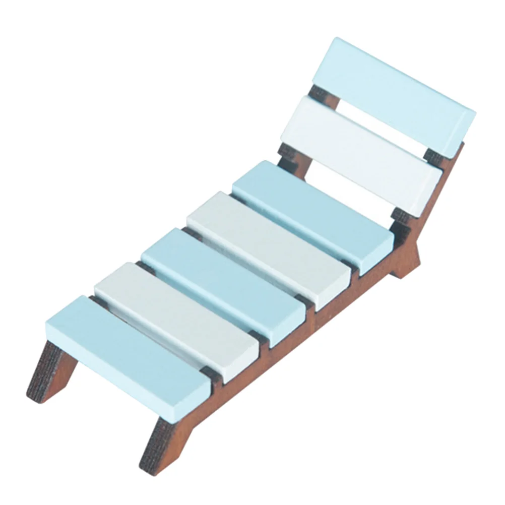 Beach Chair Miniature Reclining Chaise Lounger Bed Model Wood Fairy Garden Accessories Decor Miniatures Wooden