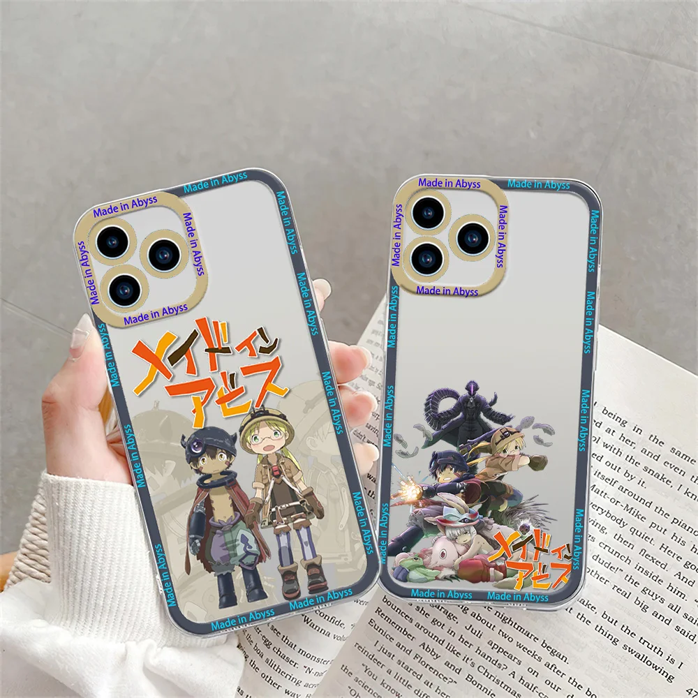 Bilibili Cartoon Made in Abyss Phone Case for iPhone 12 11 13 14 15 16 Max Pro Plus Transparent Bezel Shell