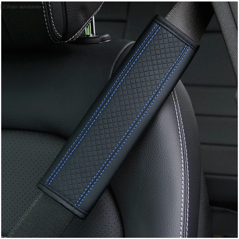 Fiber Leather Embossed Car Seat Belt Shoulder Guard Protective Cover for Adults and Children Car Accessories Interior