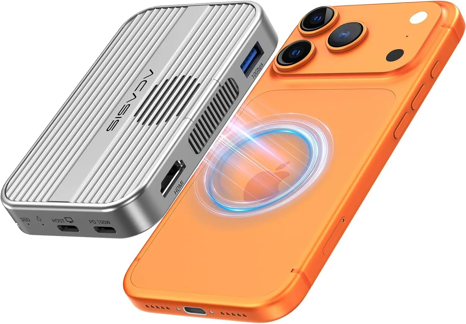 

Магнитный корпус для M.2 NVMe SSD с вентилятором охлаждения и USB-C хабом для iPhone 15/16/17 Pro Max - скорость 10 Гбит/с