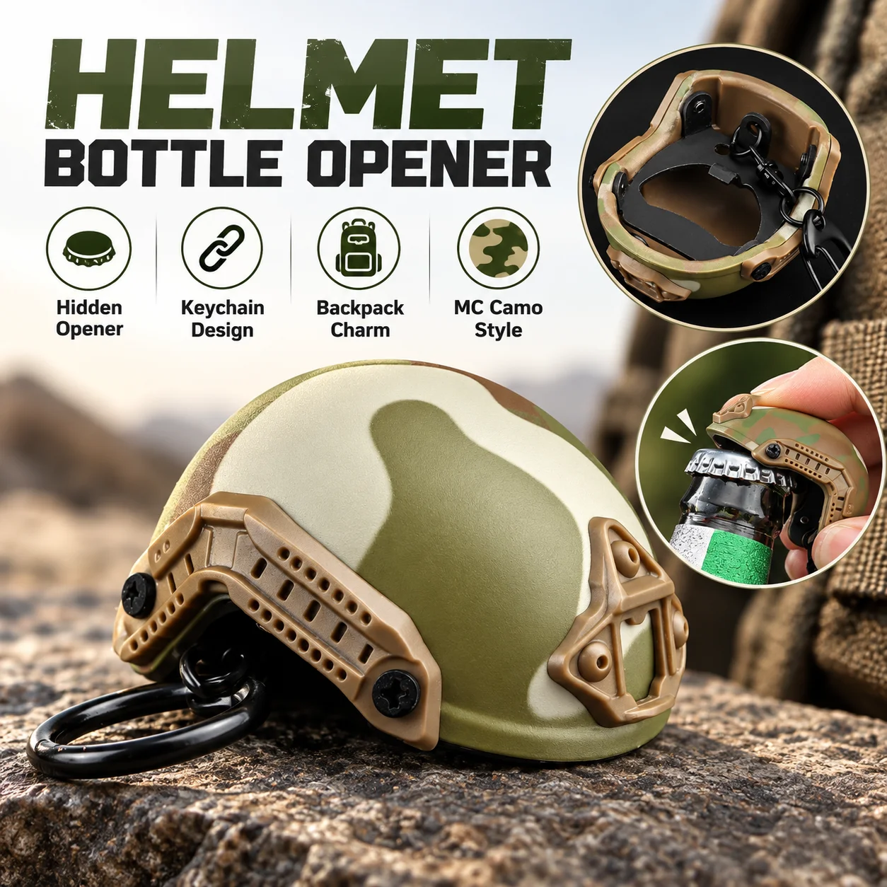 Mini FAST Helmet Keychain Bottle Opener Outdoor Camping Tool Helmet Shaped Charm Decrowner Backpack Pendant Gift for Men