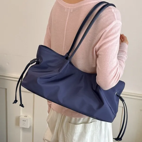 Kpop Drawsting Women handbag Large Capacity Casual Soft Nylon Lady Shoulder Bags Travel Light totes bolsa feminina Commuting
