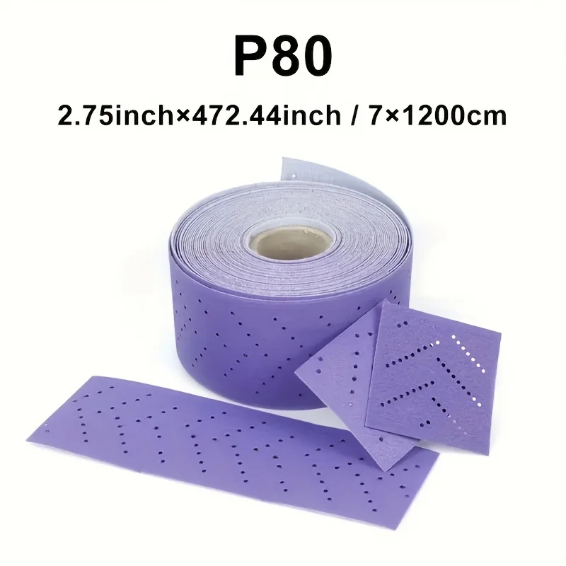1 70mm X 472.44 Inch Precision Shaped Ceramic Film Sandpaper Roll, Porous Hook and Loop Sandpaper Roll, Used for Paint Removal