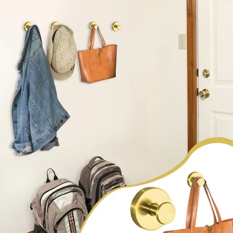 Towel Coat Hooks 2X Towel Hooks Stainless Steel Hooks 2X Rustproof Towel Hook No-Punching Coat Hook For Hat Key Robe Coats Scarf