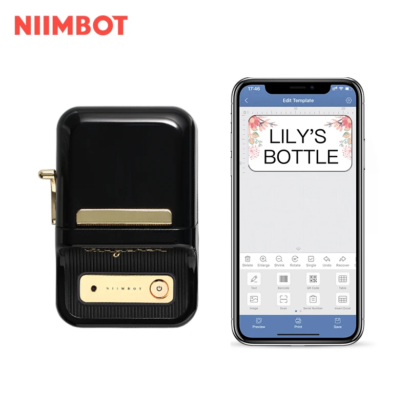 Imagem -06 - Niimbot B21 Black Label Printer Impressora Térmica Portátil Mini Código de Barras Código qr Papel Adesivo Rolls Cor Maker Cabo Portátil