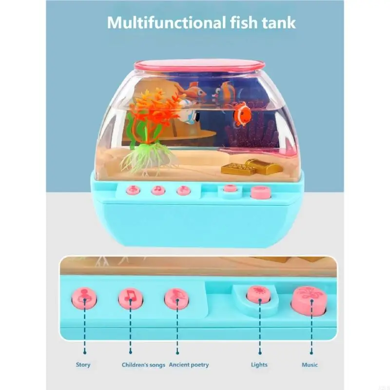 LED ライト付き人工魚水槽ポータブル海をテーマにしたナイトランプ寝室の机や子供部屋 A2UB