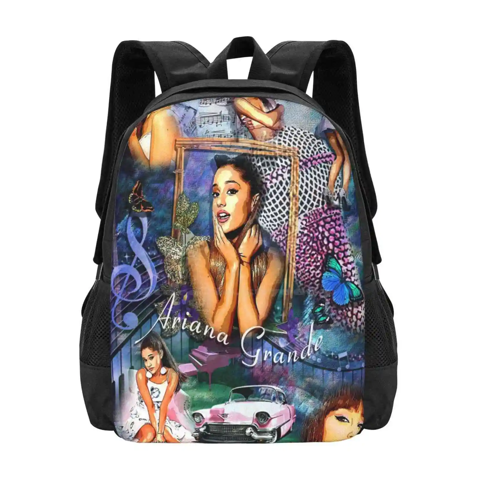 Bolsa con diseño de patrón de mochila para estudiantes universitarios adolescentes, póster de Arianna Grande