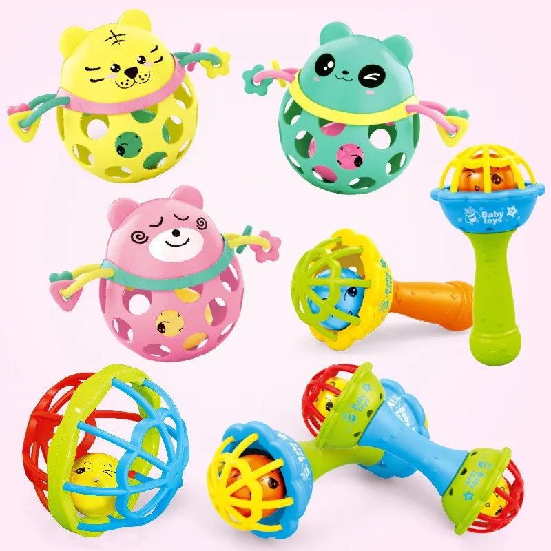 Baby Rattles Soft Stuffed Animal Rattle Hand Grip Baby Toys Shaker Crinkle Squeaky Sensory Travel Accessories for Toddler Gifts