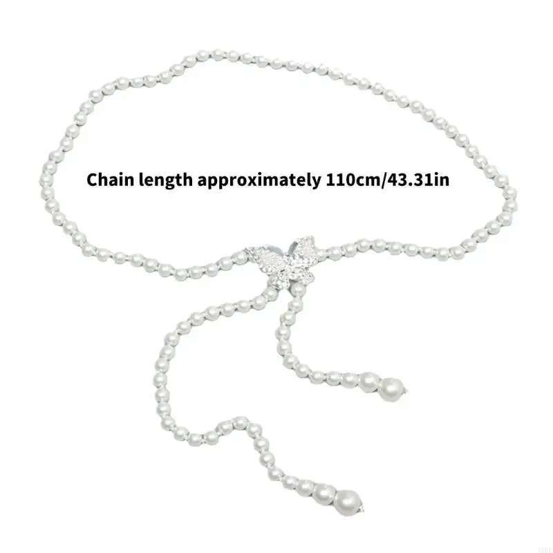 31BF FSTIONALE PEARLS โซ่เอวที่ละเอียดอ่อนผีเสื้อออกแบบเอวเอวเครื่องประดับ Cincher สำหรับสไตล์ที่หลากหลาย