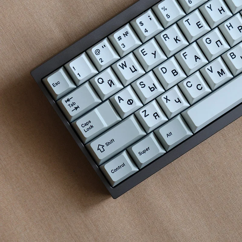 Retro Russian Keycaps Cherry Profile Classic Black Characters Mechanical Keyboard Caps Beige Gray PBT Sublimation Custom Keycap