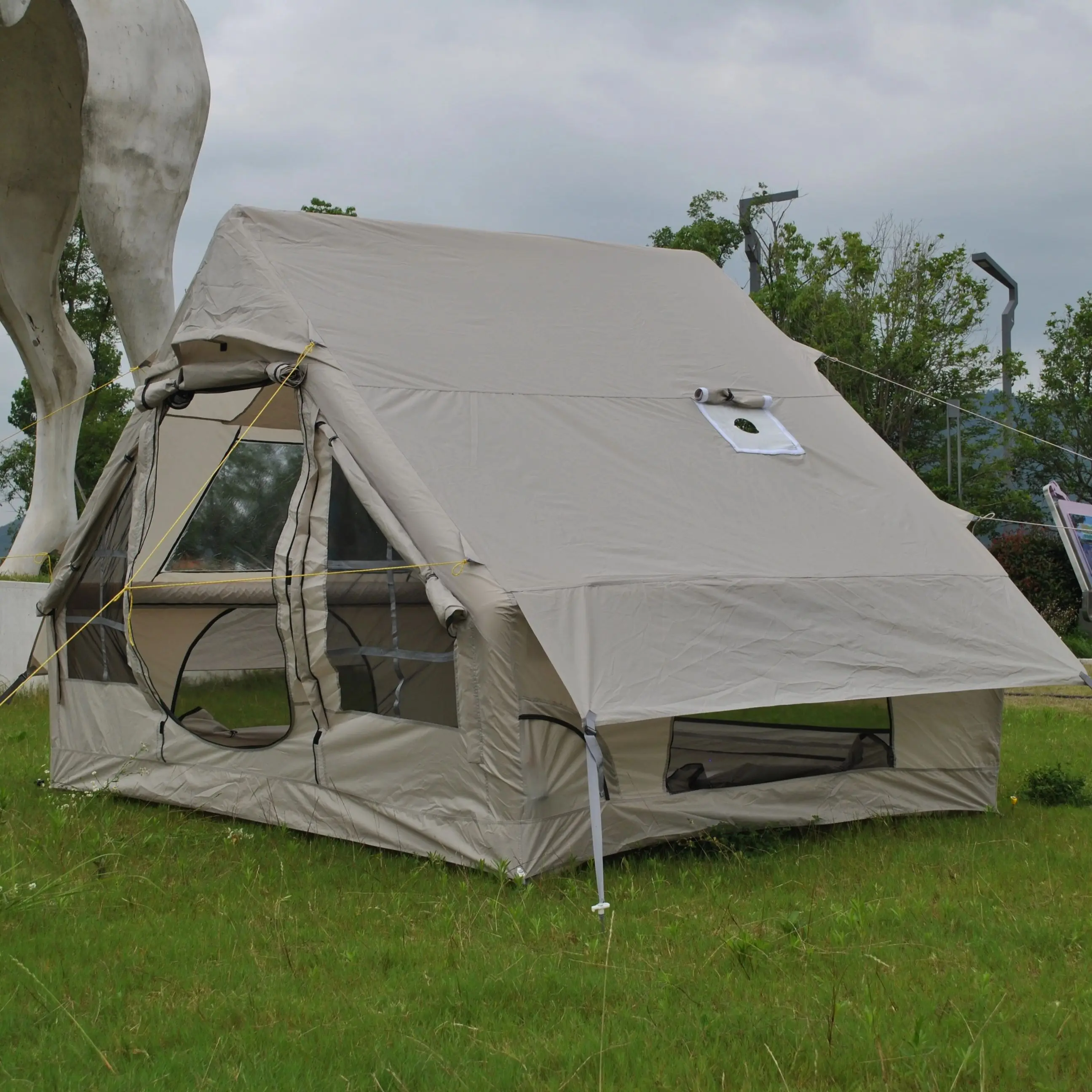Carpa inflable para acampar, carpa grande de inflado rápido, impermeable, de Oxford, para las 4 estaciones, con claraboya, carpa de glamping