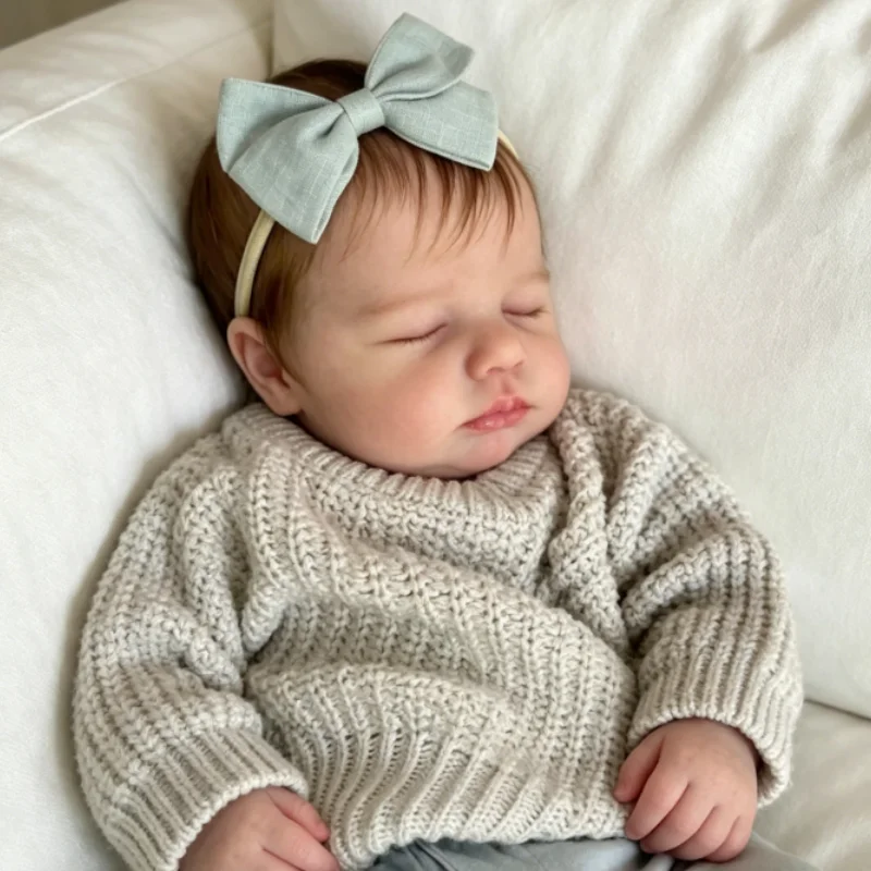

Sleeping Doll 19 Inch Newborn Baby Size Reborn Doll Handmade 3D Skin Painted with Visible Veins Christmas Gift