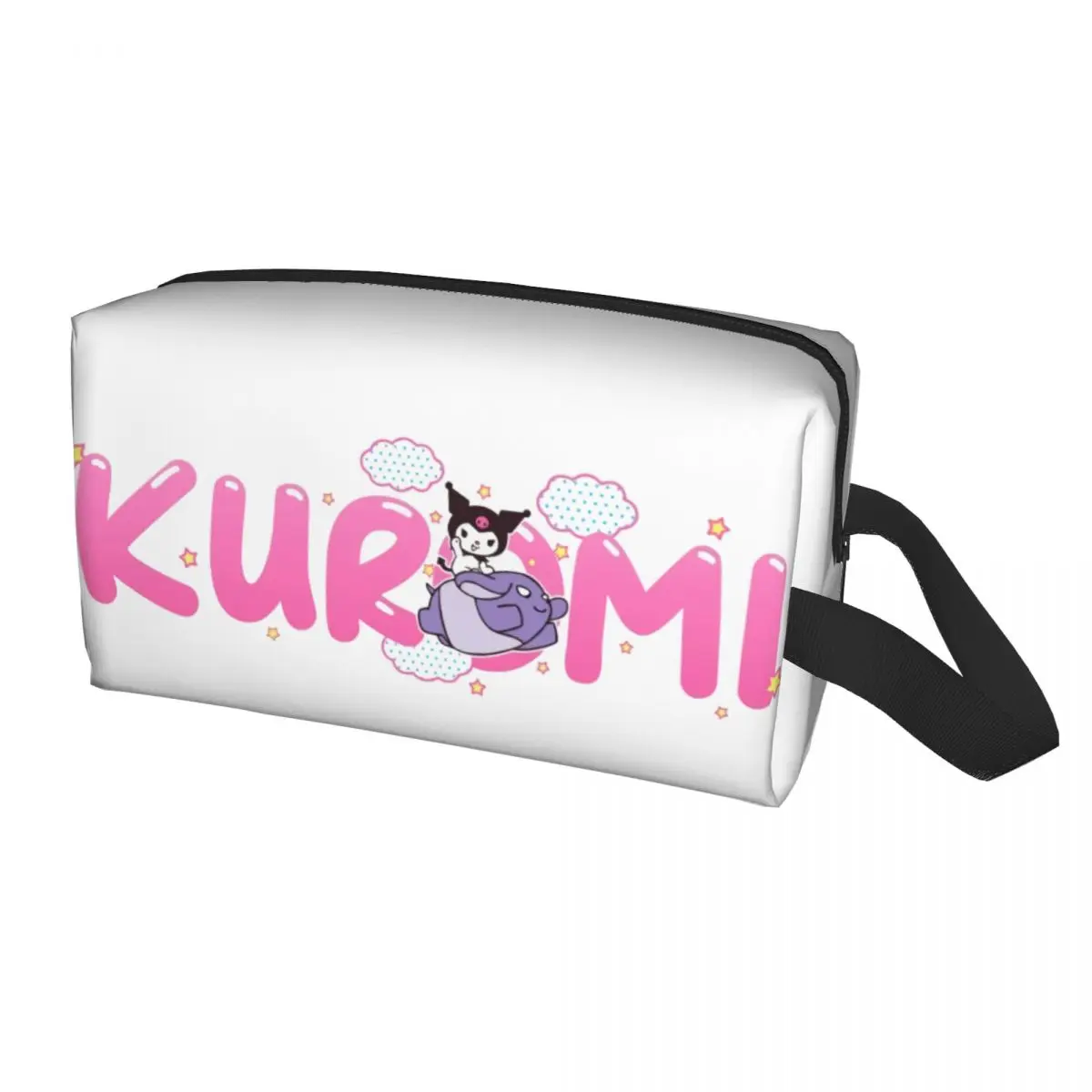 Custom Fashion Cartoon Kuromi Skull Travel Toiletry Bag for Women Cute Rabbit Anime Makeup Cosmetic Bag Beauty Storage Dopp Kit