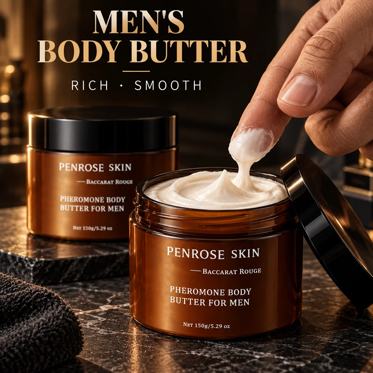 PENROSE SKIN Pheromone Body Butter for Men Baccarat Rouge Scent 150g Moisturizing Nourishing Long Lasting Fragrance Skin Care