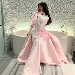 Customized Evening Gown Saudi Arabia Prom Dearin Square Collar A-line Floor Length Skirts Applique Bespoke Occasion Dresses Form