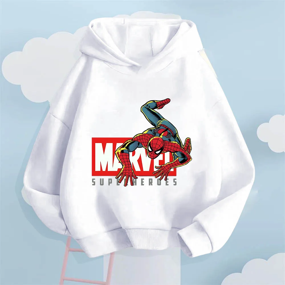 Felpa con cappuccio con stampa Spider-Man capovolta del supereroe Marvel per ragazzi e ragazze, comoda felpa casual per bambini autunnali e invernali