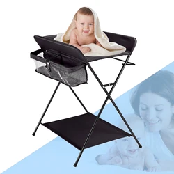 Klappbarer Wickelt isch, Wickelt isch mit 3 Fächern, Wickel unterlage für Babys bis zu 12 Monaten (schwarz)