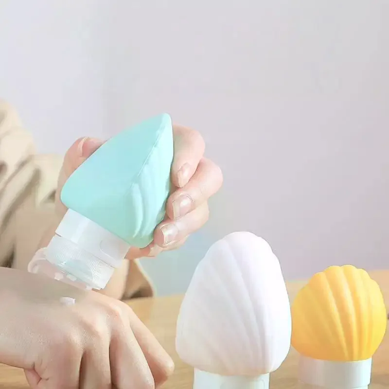 40ml/90ml Portable Dispensing Bottles Shell Silicone Travel Refill Bottle Shampoo Shower Gel Cosmetic Squeeze Containers Tools