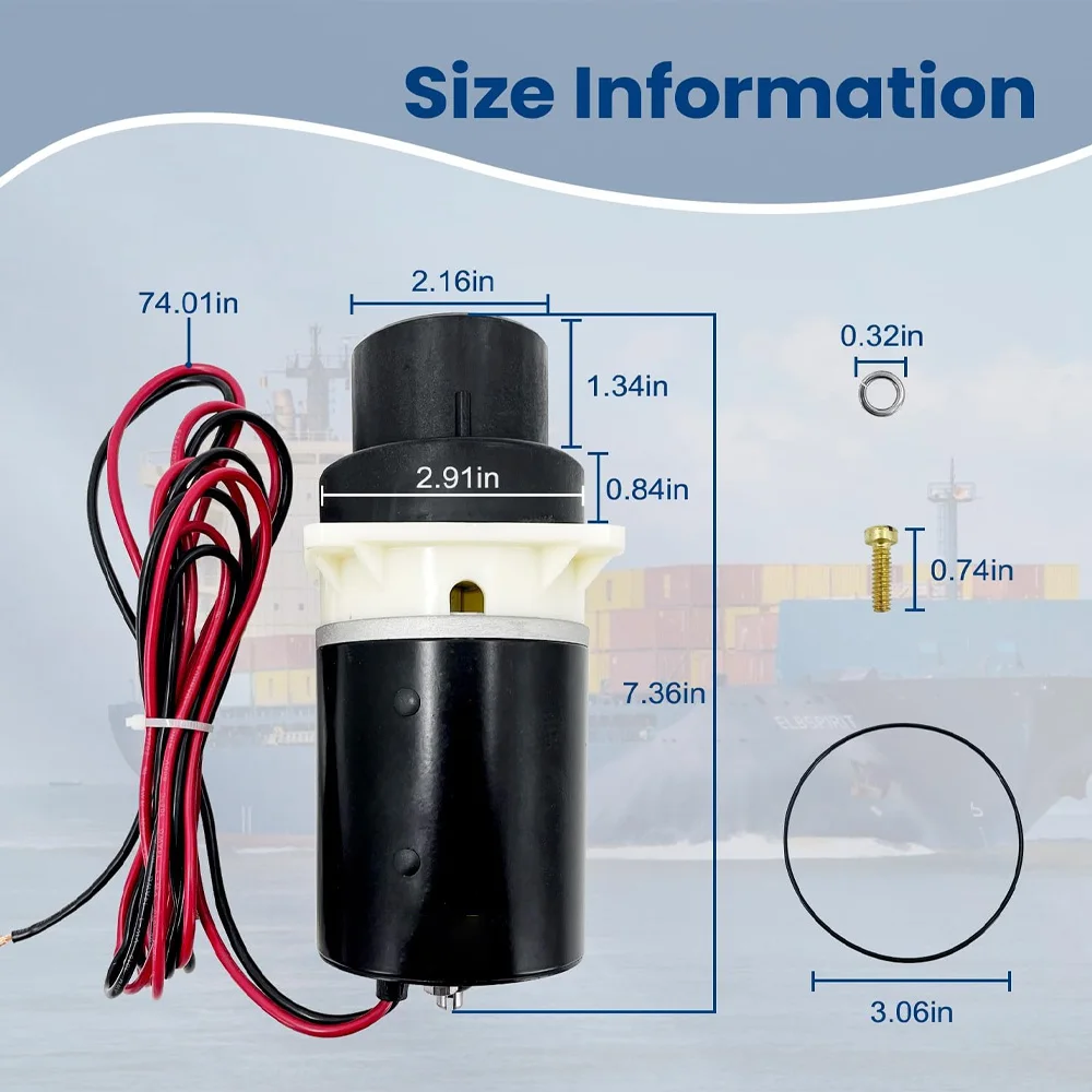 37072-0092Marine Toilet Pump Macerator Motor Sub Assembly Kit Compatible with Jabsco 37045 37245 37055 37255 37075 37275 12-Volt