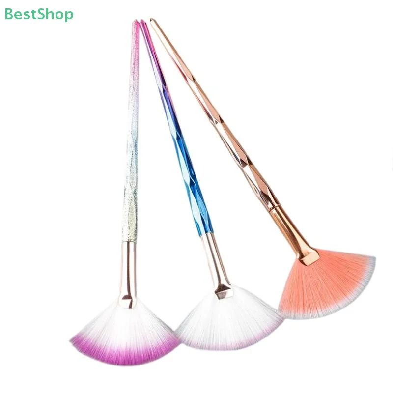 ♥ فرشاة تسليط الضوء على شكل مروحة، فرشاة كونتور، فرشاة مكياج للوجه، فرشاة بودرة سائبة، أدوات تجميل التجميل #1