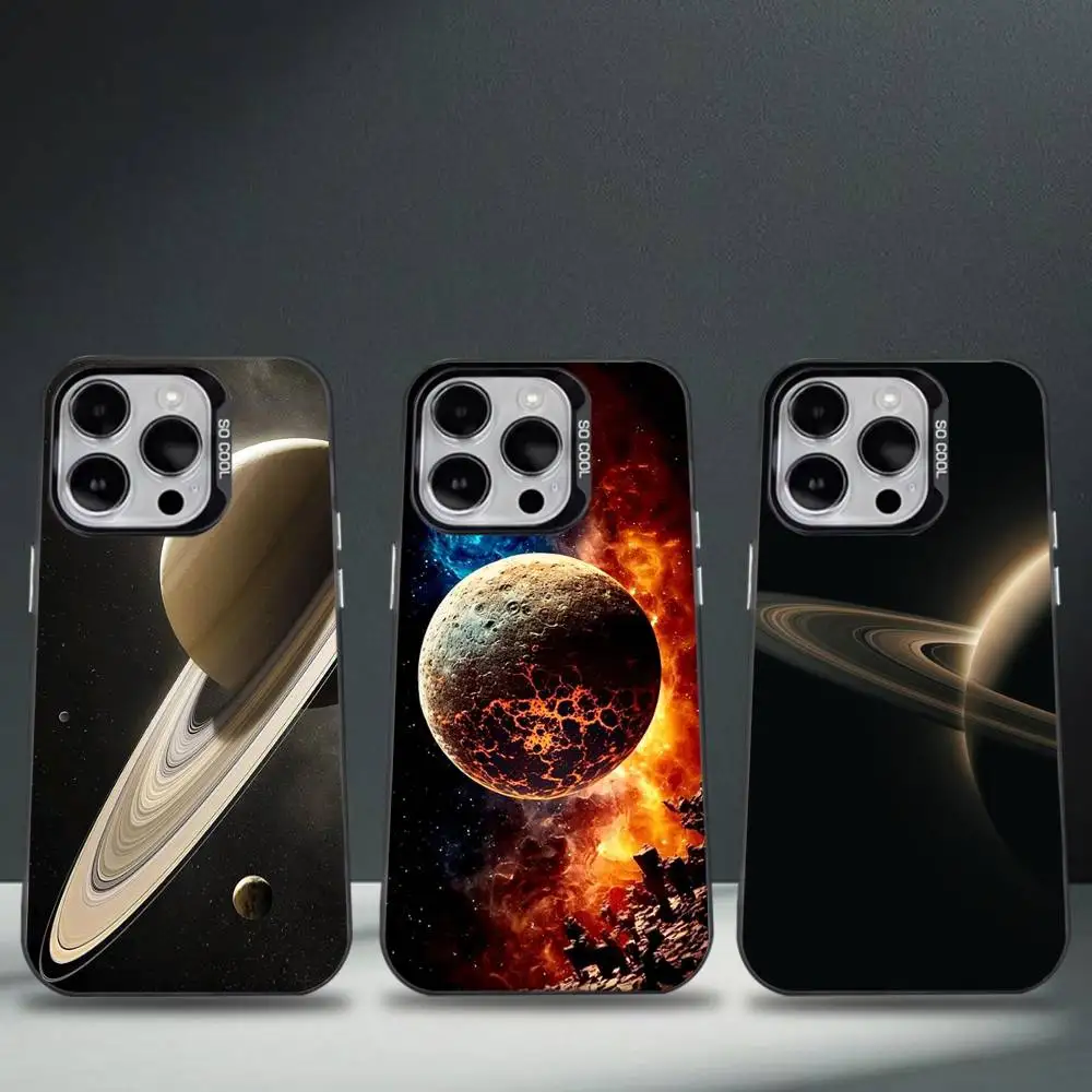 

Saturn Solar system Phone Case For iPhone 16,15,14,13,12,11,8,7,Pro,Max,Plus,Mini,XS,SE Anti Fall Black Matte Hard