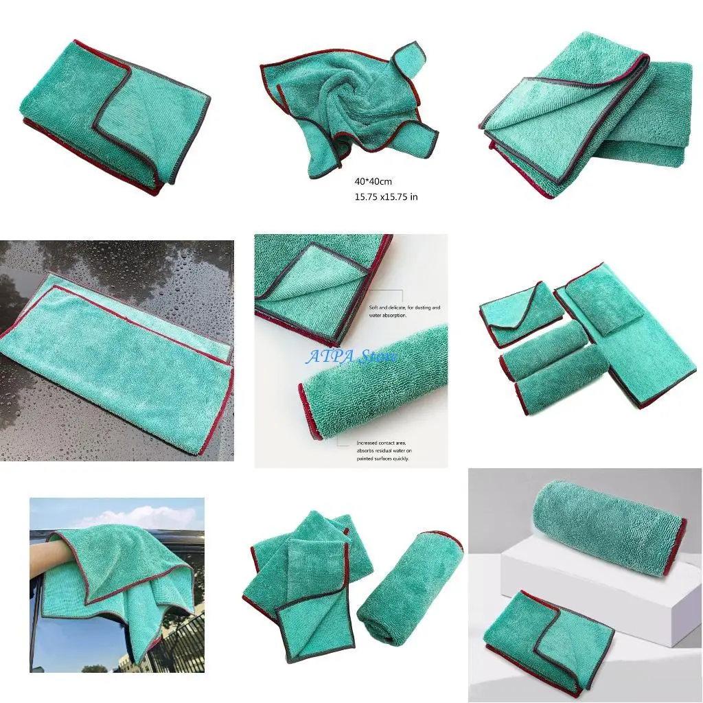 

U13C 40x40CM 500GSM Microfiber Car Detailing Towel Soft Plush Scratch Less Quick Drying Multipurpose Auto Home Cleaning Cloth