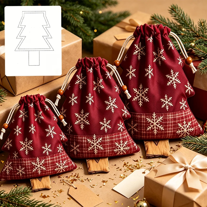 YOMDID, 1 Stück, Schablone zum Aufnähen für Weihnachtsbäume, zum Quilten, für selbstgemachte Weihnachtsgeschenktüten, Bastelschablone mit ausgeschnittenem Muster in Form eines Weihnachtsbaums.