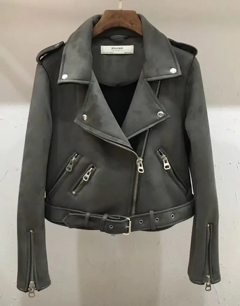 Fall New Style Slim-fit Zipper-embroidered Suede Jacket - Short Style Women's Leather Coat  Jacket Women