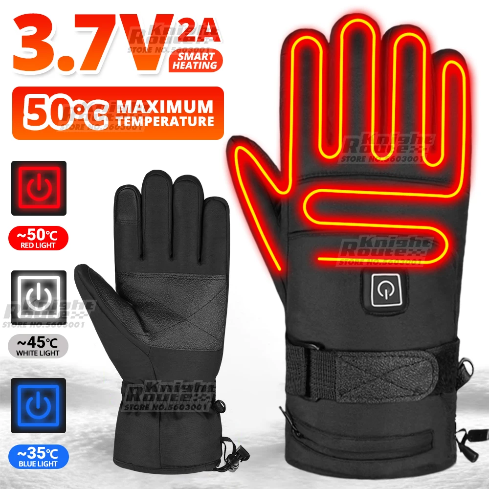 

Winter Heated Gloves 5V-5000mAh Gloves Thermal Water-resistant Motorbike Riding Gloves Motorcycle Touch Screen Snowboard Gloves