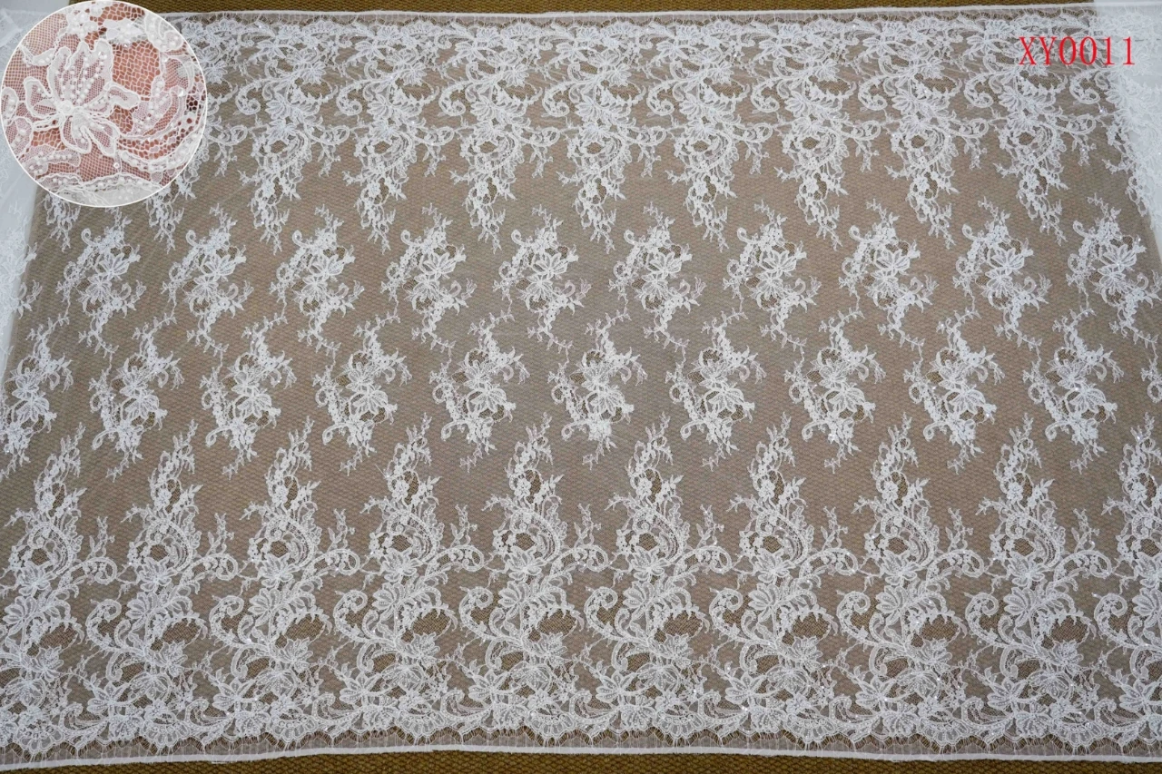 

Retro Wedding Dress Lace Fabric Beaded Lace With Corded Delicate Eyelash Floral Embroidered Cord Lace for Wedding Dress