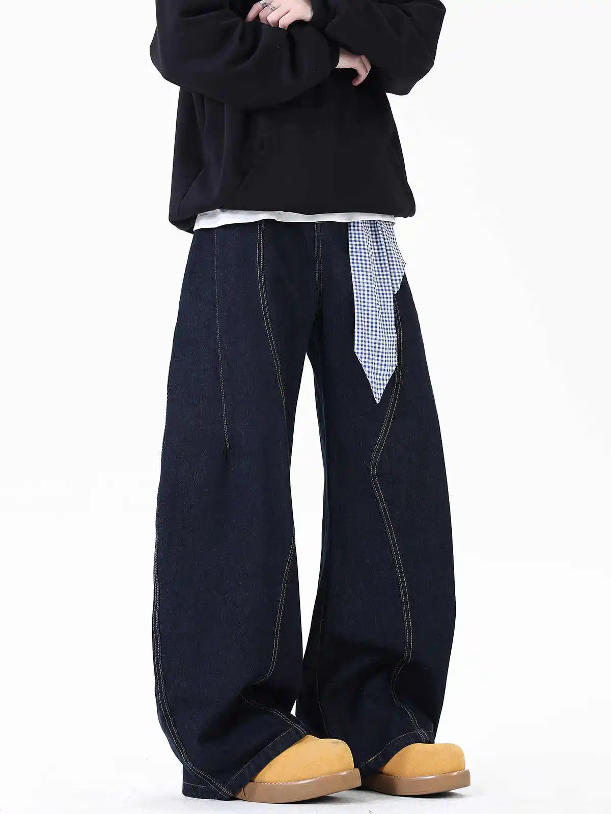 بنطلون جينز نسائي أزرق داكن Y2k مضيئة هاراجوكو عتيق فضفاض صديقها من قماش الدنيم بنطلون جينز جاكار على الطراز الياباني 2000s 2025