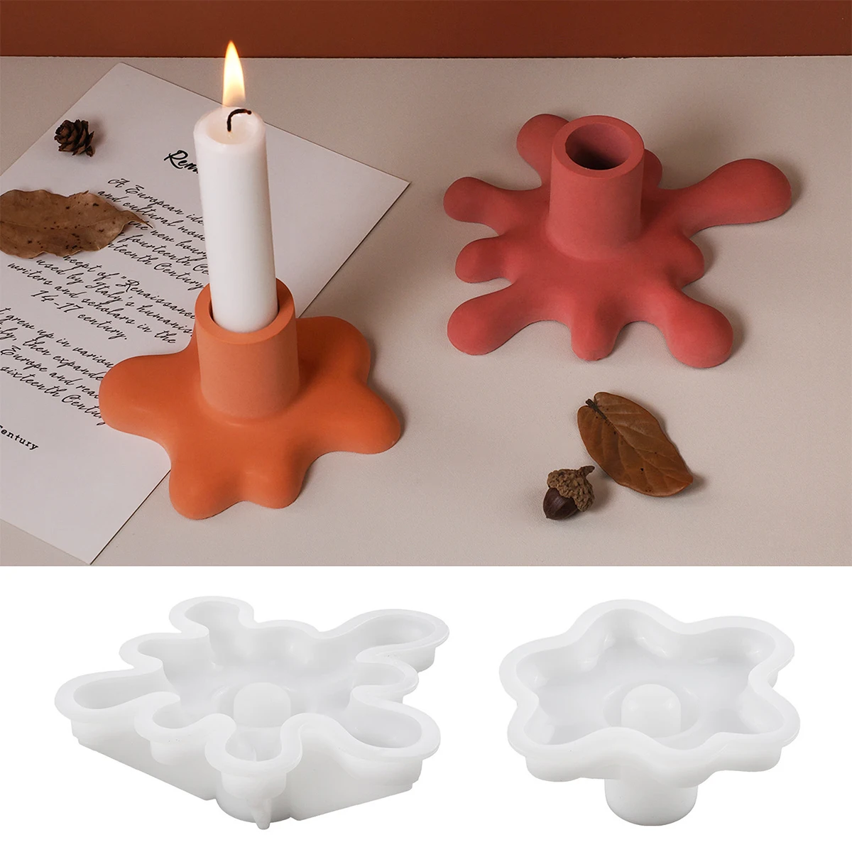 Gotas de água corrente castiçal molde de silicone cristal gesso resina moldes diy fluxo de água castiçal ornamento molde decoração para casa