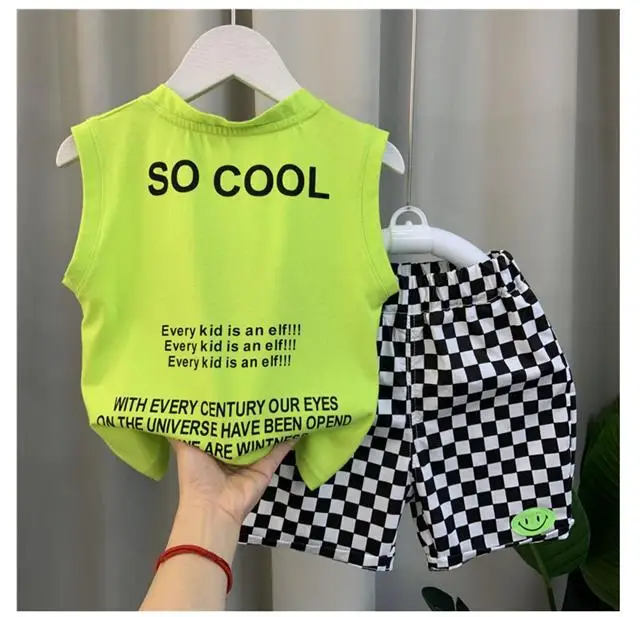 Boys Vest Set 2023 New Baby Sleeveless T-shirt Shorts Set Children's Cool and Handsome Summer Two-piece Set