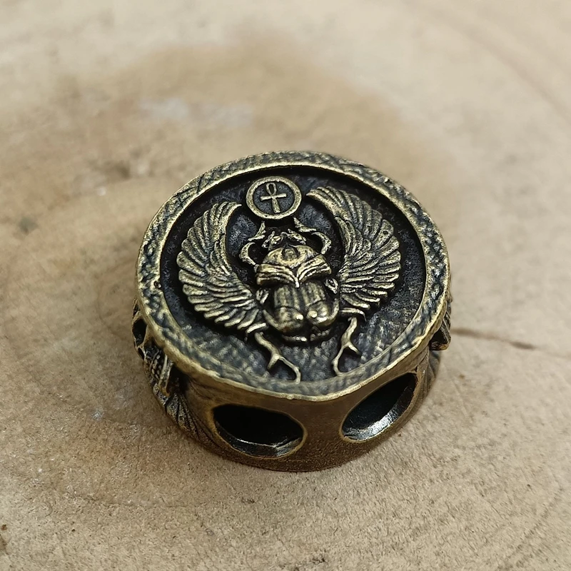 Dung Beetle Ankh Brass Knife Beads Punk EDC Outdoor DIY Paracord Woven Lanyard Pendant Retro Umbrella Rope Bracelets Accessories