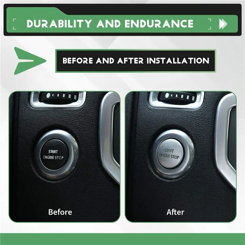 AB96-Engine Start Stop Push Button Switch Sticker Cover For LR4 Discovery 4 & Land Rover Range Rover Sport 2010-2013, Silver