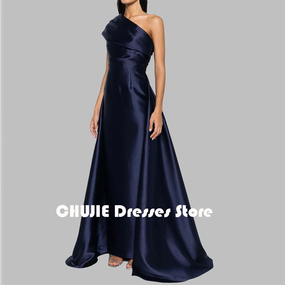 

Индивидуальное темно-синее изящное вечернее платье на одно плечо, женское современное плиссированное платье трапециевидной формы без рукавов для выпускного вечера, модное платье فساتين ا