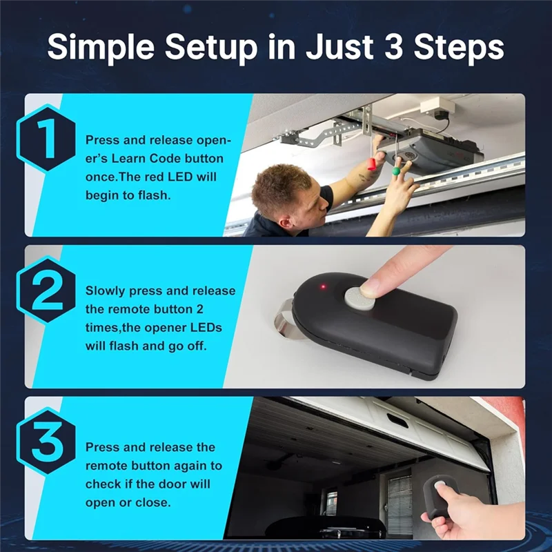 ABKQ-ACSCTG Type 1 3 For Genie Remote Replacement Garage Door Opener Intellicode 1-Button 390Mhz For GIT-1