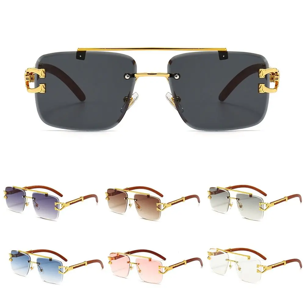 

Cheetah Head Sunglasses for Men & Women Rimless Square Sunglasses Vintage Eyewear UV400