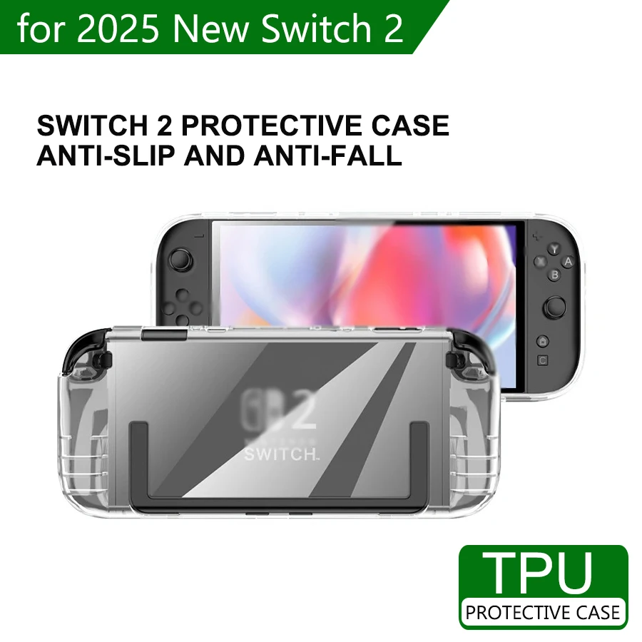 حافظة شفافة من البولي يوريثان الحراري لـ NS Switch 2 حافظة ناعمة وواضحة لملحقات الألعاب NS Switch 2 2025 غلاف مضاد للصدمات ومضاد للسقوط