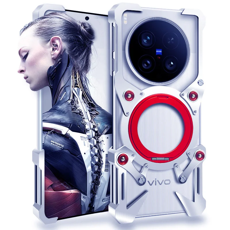 

Armor Screw Metal Frame Bumper Phone Cover For Vivo X200 Ultra X200 Pro X200S X100 Ultra Holder Stand Shockproof Shell Case
