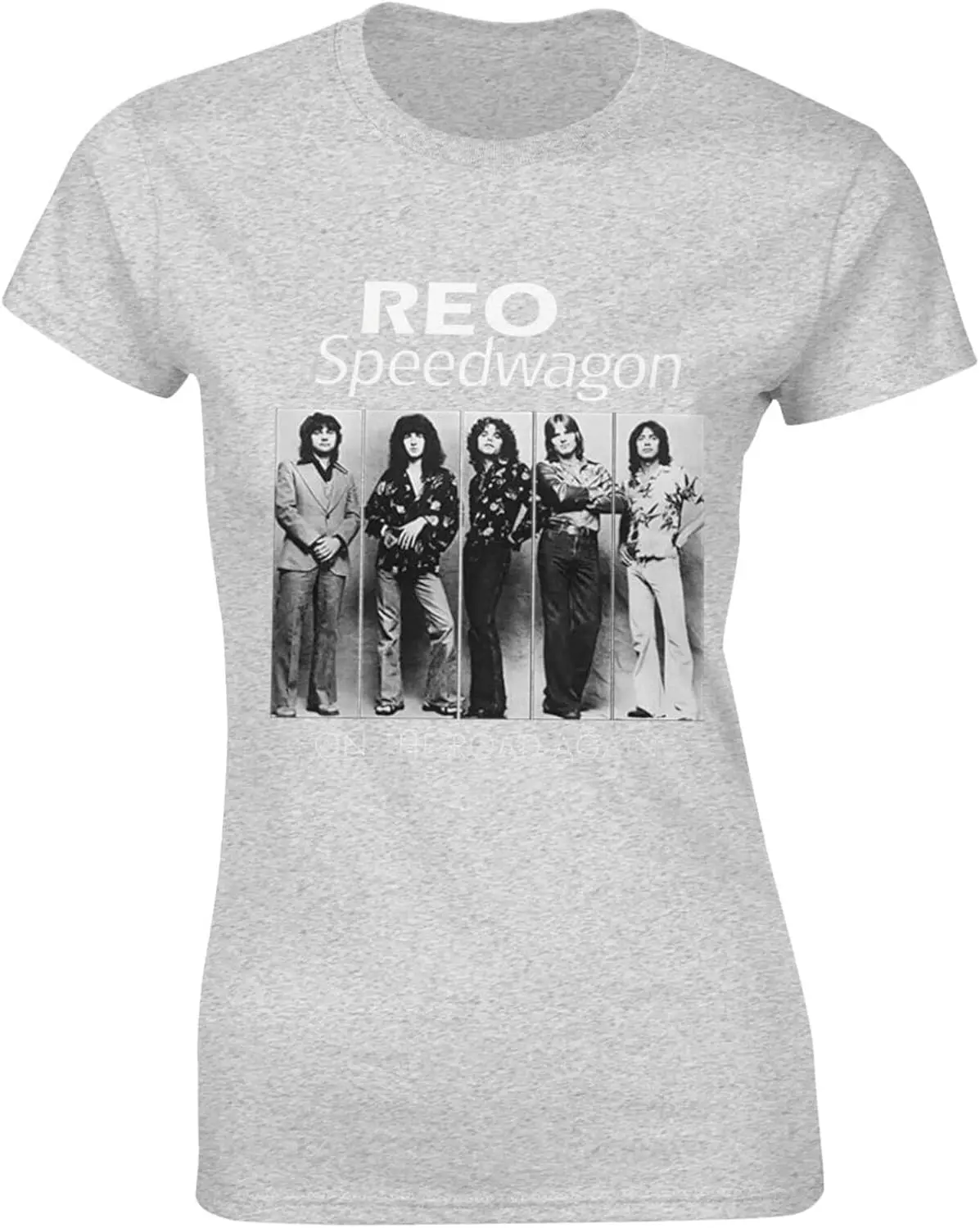 REO Music Speedwagon Women's Classic Shirt Cotton Crew Neck Casual Top Short Sleeve T-Shirt Gray Medium New Fashion Top Tees