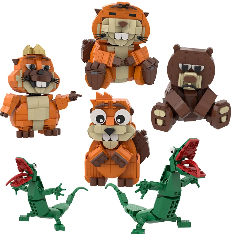 

Конструктор MOC: Животные (Бобёр, Король Георг, Лягушка Том) — Креативные строительные блоки, модель для сборки, DIY-конструктор, коллекционный подарок для фанатов игрушек