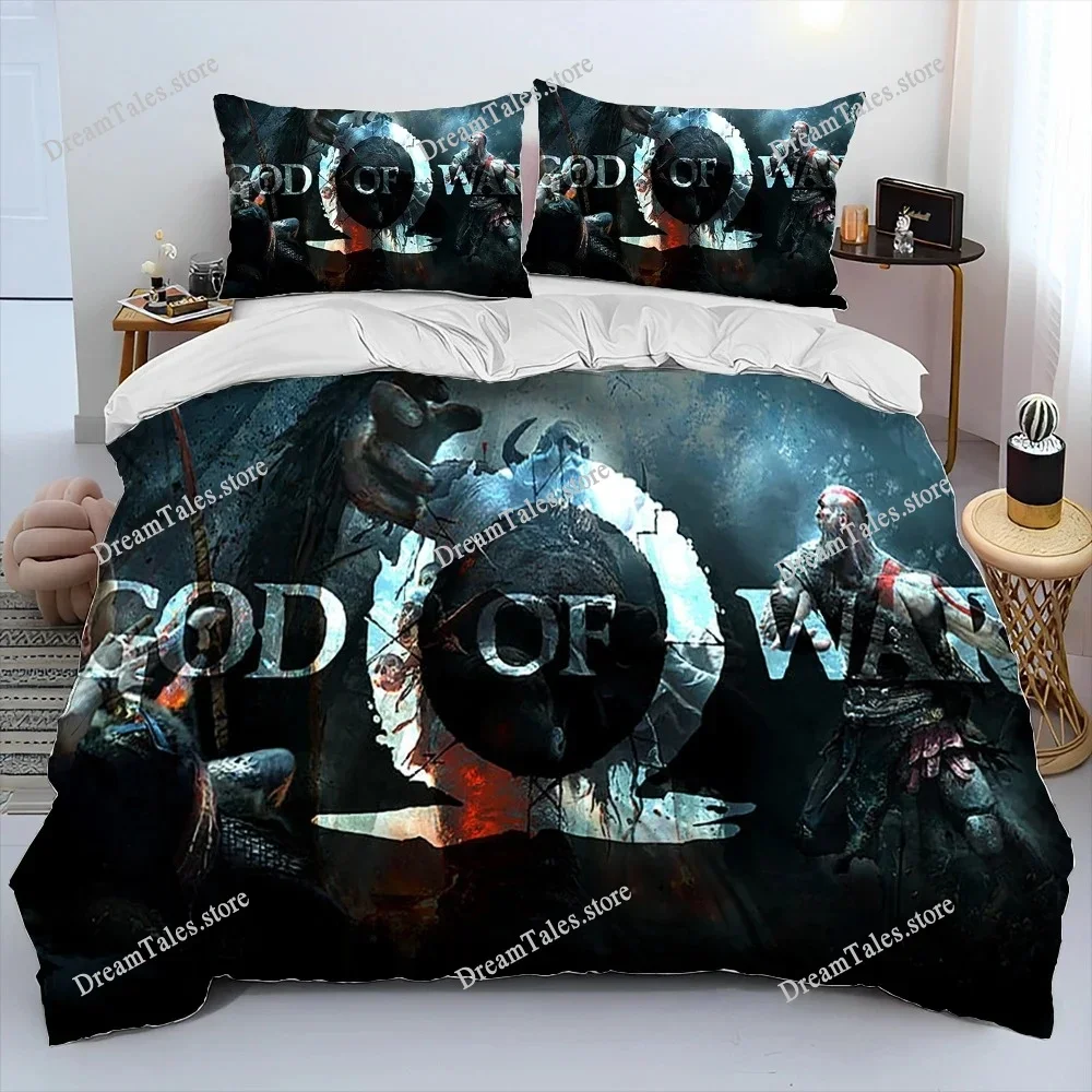 

God of War Game Gamers Kratos Comforter Bedding Set Cartoon Anime Set Adult Kid Bedroom Duvet Cover Sets 3D Print Luxury Gift